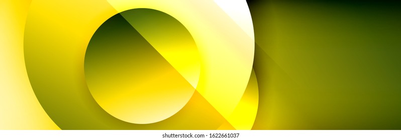 Fondo abstracto geométrico dinámico a la moda. Círculos, formas redondeadas, efectos de sombra 3d y gradientes de fluido. Formas redondeadas superpuestas modernas. Ilustración vectorial para papel de escritorio, pancarta, fondo, tarjeta