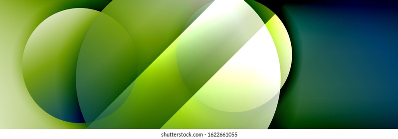 Dynamic trendy geometrical abstract background. Circles, round shapes 3d shadow effects and fluid gradients. Modern overlapping round forms. Vector Illustration For Wallpaper, Banner, Background, Card