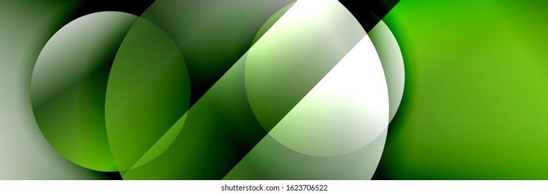 Dynamic trendy geometrical abstract background. Circles, round shapes 3d shadow effects and fluid gradients. Modern overlapping round forms. Vector Illustration For Wallpaper, Banner, Background, Card