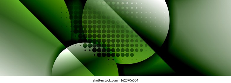 Dynamic trendy geometrical abstract background. Circles, round shapes 3d shadow effects and fluid gradients. Modern overlapping round forms. Vector Illustration For Wallpaper, Banner, Background, Card