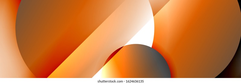 Dynamic trendy geometrical abstract background. Circles, round shapes 3d shadow effects and fluid gradients. Modern overlapping round forms. Vector Illustration For Wallpaper, Banner, Background, Card