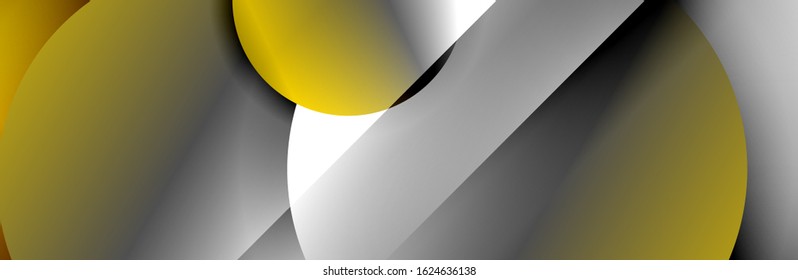 Dynamic trendy geometrical abstract background. Circles, round shapes 3d shadow effects and fluid gradients. Modern overlapping round forms. Vector Illustration For Wallpaper, Banner, Background, Card