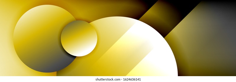 Dynamic trendy geometrical abstract background. Circles, round shapes 3d shadow effects and fluid gradients. Modern overlapping round forms. Vector Illustration For Wallpaper, Banner, Background, Card