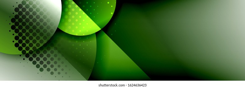 Dynamic trendy geometrical abstract background. Circles, round shapes 3d shadow effects and fluid gradients. Modern overlapping round forms. Vector Illustration For Wallpaper, Banner, Background, Card