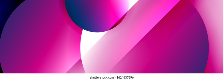Dynamic trendy geometrical abstract background. Circles, round shapes 3d shadow effects and fluid gradients. Modern overlapping round forms. Vector Illustration For Wallpaper, Banner, Background, Card
