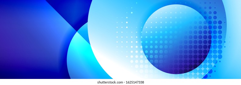 Dynamic trendy geometrical abstract background. Circles, round shapes 3d shadow effects and fluid gradients. Modern overlapping round forms. Vector Illustration For Wallpaper, Banner, Background, Card