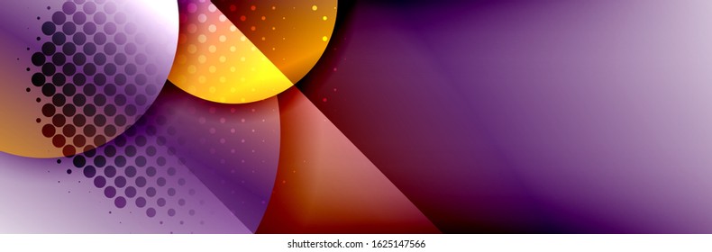Fondo abstracto geométrico dinámico a la moda. Círculos, formas redondeadas, efectos de sombra 3d y gradientes de fluido. Formas redondeadas superpuestas modernas. Ilustración vectorial para papel de escritorio, pancarta, fondo, tarjeta