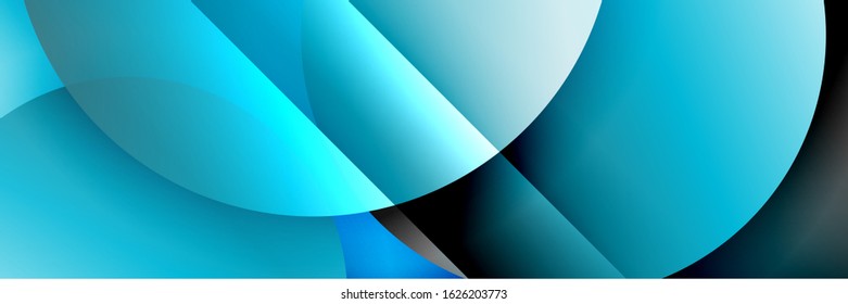 Dynamic trendy geometrical abstract background. Circles, round shapes 3d shadow effects and fluid gradients. Modern overlapping round forms. Vector Illustration 