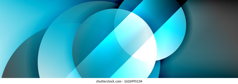Dynamic trendy geometrical abstract background. Circles, round shapes 3d shadow effects and fluid gradients. Modern overlapping round forms. Vector Illustration For Wallpaper, Banner, Background, Card
