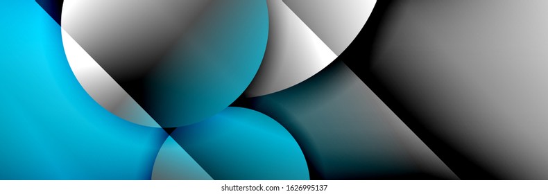 Dynamic trendy geometrical abstract background. Circles, round shapes 3d shadow effects and fluid gradients. Modern overlapping round forms. Vector Illustration For Wallpaper, Banner, Background, Card
