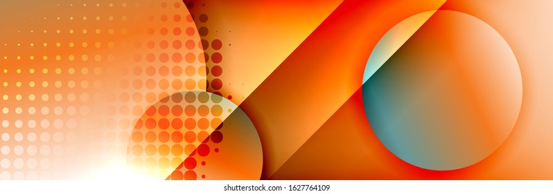 Fondo abstracto geométrico dinámico a la moda. Círculos, formas redondeadas, efectos de sombra 3d y gradientes de fluido. Formas redondeadas superpuestas modernas. Ilustración vectorial para papel de escritorio, pancarta, fondo, tarjeta