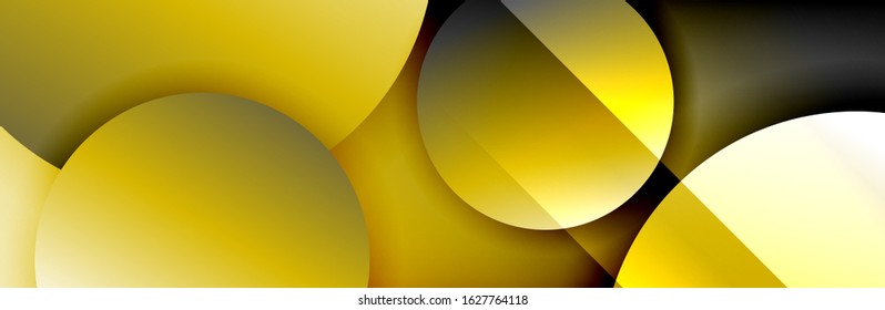 Dynamic trendy geometrical abstract background. Circles, round shapes 3d shadow effects and fluid gradients. Modern overlapping round forms. Vector Illustration For Wallpaper, Banner, Background, Card