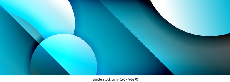 Dynamic trendy geometrical abstract background. Circles, round shapes 3d shadow effects and fluid gradients. Modern overlapping round forms. Vector Illustration For Wallpaper, Banner, Background, Card