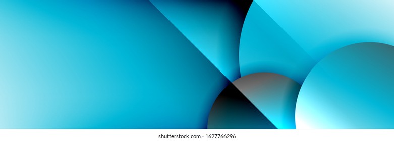 Fondo abstracto geométrico dinámico a la moda. Círculos, formas redondeadas, efectos de sombra 3d y gradientes de fluido. Formas redondeadas superpuestas modernas. Ilustración vectorial para papel de escritorio, pancarta, fondo, tarjeta
