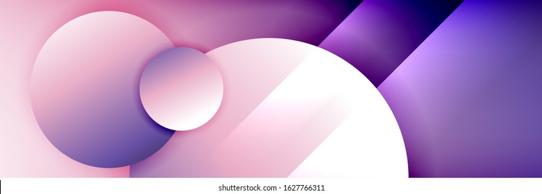 Dynamic trendy geometrical abstract background. Circles, round shapes 3d shadow effects and fluid gradients. Modern overlapping round forms. Vector Illustration For Wallpaper, Banner, Background, Card