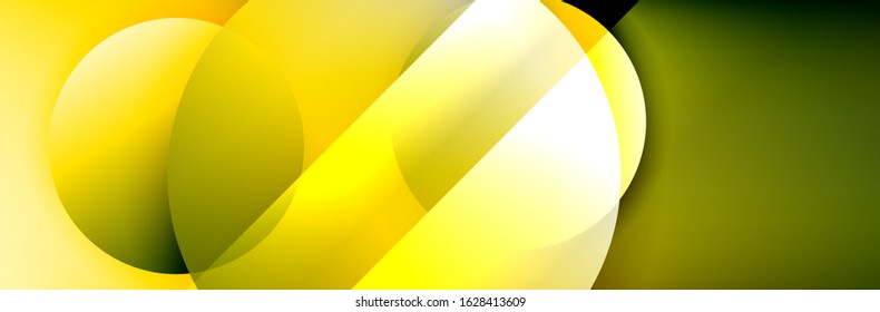 Dynamic trendy geometrical abstract background. Circles, round shapes 3d shadow effects and fluid gradients. Modern overlapping round forms. Vector Illustration For Wallpaper, Banner, Background, Card