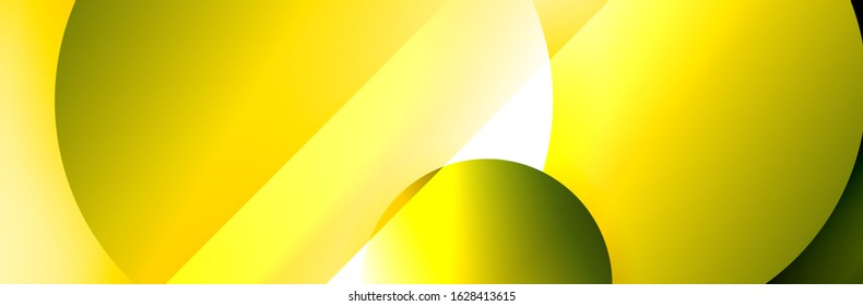 Dynamic trendy geometrical abstract background. Circles, round shapes 3d shadow effects and fluid gradients. Modern overlapping round forms. Vector Illustration For Wallpaper, Banner, Background, Card