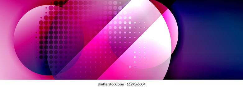 Dynamic trendy geometrical abstract background. Circles, round shapes 3d shadow effects and fluid gradients. Modern overlapping round forms. Vector Illustration For Wallpaper, Banner, Background, Card