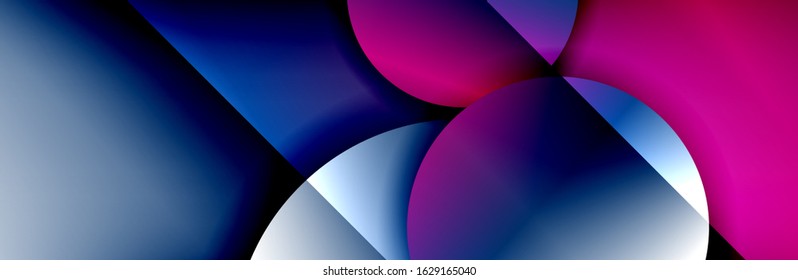 Dynamic trendy geometrical abstract background. Circles, round shapes 3d shadow effects and fluid gradients. Modern overlapping round forms. Vector Illustration For Wallpaper, Banner, Background, Card