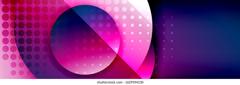 Dynamic trendy geometrical abstract background. Circles, round shapes 3d shadow effects and fluid gradients. Modern overlapping round forms. Vector Illustration For Wallpaper, Banner, Background, Card
