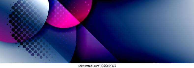 Dynamic trendy geometrical abstract background. Circles, round shapes 3d shadow effects and fluid gradients. Modern overlapping round forms. Vector Illustration For Wallpaper, Banner, Background, Card