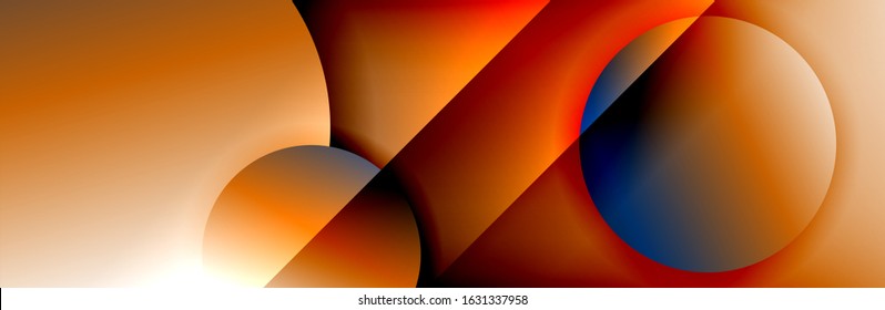 Dynamic trendy geometrical abstract background. Circles, round shapes 3d shadow effects and fluid gradients. Modern overlapping round forms. Vector Illustration For Wallpaper, Banner, Background, Card