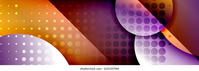 Plano de fundo abstrato geométrico da moda dinâmica. Círculos, formas arredondadas, efeitos de sombra 3d e gradientes de fluido. Formas redondas modernas sobrepostas. Ilustração De Vetor Para Papel De Parede, Banner, Plano De Fundo, Cartão