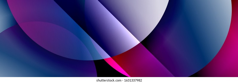 Dynamic trendy geometrical abstract background. Circles, round shapes 3d shadow effects and fluid gradients. Modern overlapping round forms. Vector Illustration For Wallpaper, Banner, Background, Card