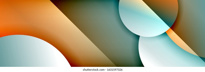 Dynamic trendy geometrical abstract background. Circles, round shapes 3d shadow effects and fluid gradients. Modern overlapping round forms. Vector Illustration For Wallpaper, Banner, Background, Card