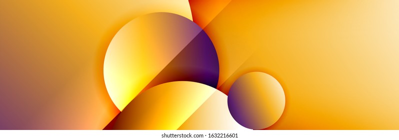 Dynamic trendy geometrical abstract background. Circles, round shapes 3d shadow effects and fluid gradients. Modern overlapping round forms. Vector Illustration For Wallpaper, Banner, Background, Card