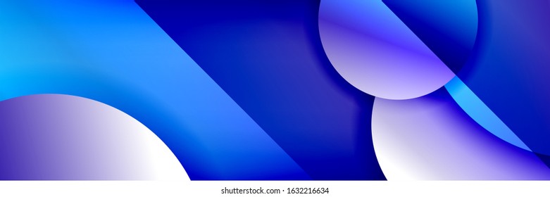 Dynamic trendy geometrical abstract background. Circles, round shapes 3d shadow effects and fluid gradients. Modern overlapping round forms. Vector Illustration For Wallpaper, Banner, Background, Card