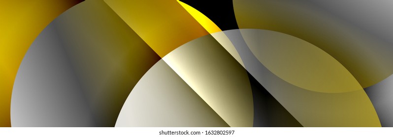 Dynamic trendy geometrical abstract background. Circles, round shapes 3d shadow effects and fluid gradients. Modern overlapping round forms. Vector Illustration For Wallpaper, Banner, Background, Card