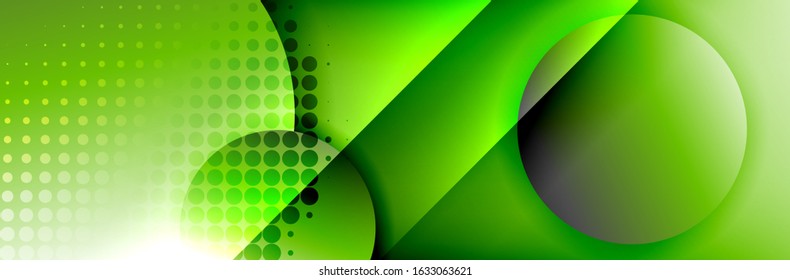 Dynamic trendy geometrical abstract background. Circles, round shapes 3d shadow effects and fluid gradients. Modern overlapping round forms. Vector Illustration For Wallpaper, Banner, Background, Card