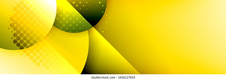 Dynamic trendy geometrical abstract background. Circles, round shapes 3d shadow effects and fluid gradients. Modern overlapping round forms. Vector Illustration For Wallpaper, Banner, Background, Card