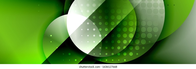 Fondo abstracto geométrico dinámico a la moda. Círculos, formas redondeadas, efectos de sombra 3d y gradientes de fluido. Formas redondeadas superpuestas modernas. Ilustración vectorial para papel de escritorio, pancarta, fondo, tarjeta