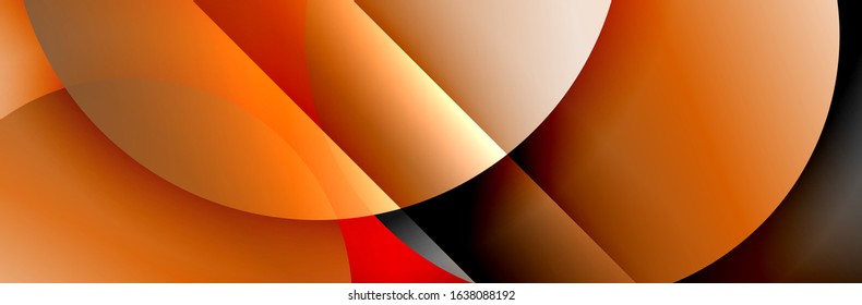 Dynamic trendy geometrical abstract background. Circles, round shapes 3d shadow effects and fluid gradients. Modern overlapping round forms. Vector Illustration For Wallpaper, Banner, Background, Card