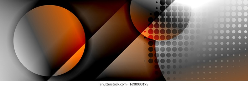 Dynamic trendy geometrical abstract background. Circles, round shapes 3d shadow effects and fluid gradients. Modern overlapping round forms. Vector Illustration For Wallpaper, Banner, Background, Card