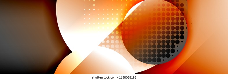 Dynamic trendy geometrical abstract background. Circles, round shapes 3d shadow effects and fluid gradients. Modern overlapping round forms. Vector Illustration For Wallpaper, Banner, Background, Card