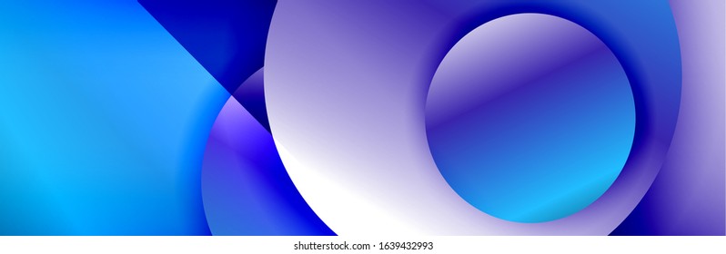 Dynamic trendy geometrical abstract background. Circles, round shapes 3d shadow effects and fluid gradients. Modern overlapping round forms. Vector Illustration For Wallpaper, Banner, Background, Card