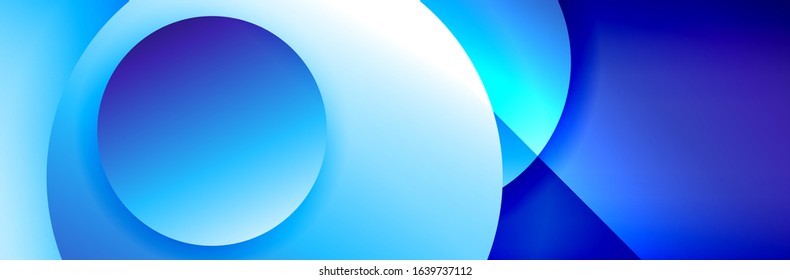 Dynamic trendy geometrical abstract background. Circles, round shapes 3d shadow effects and fluid gradients. Modern overlapping round forms. Vector Illustration For Wallpaper, Banner, Background, Card