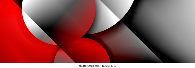 Dynamic trendy geometrical abstract background. Circles, round shapes 3d shadow effects and fluid gradients. Modern overlapping round forms. Vector Illustration For Wallpaper, Banner, Background, Card