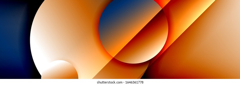Dynamic trendy geometrical abstract background. Circles, round shapes 3d shadow effects and fluid gradients. Modern overlapping round forms. Vector Illustration For Wallpaper, Banner, Background, Card