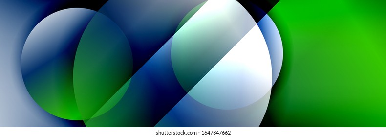 Dynamic trendy geometrical abstract background. Circles, round shapes 3d shadow effects and fluid gradients. Modern overlapping round forms. Vector Illustration For Wallpaper, Banner, Background, Card