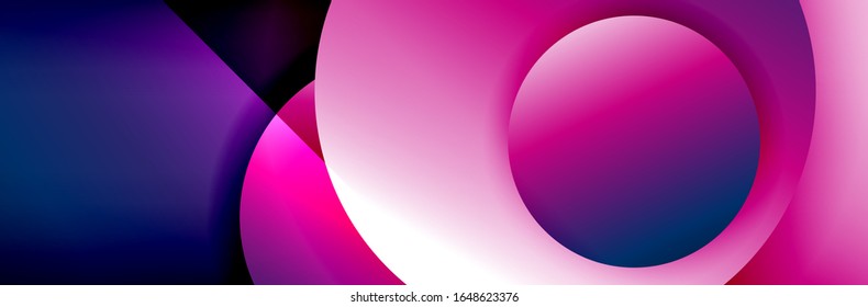 Dynamic trendy geometrical abstract background. Circles, round shapes 3d shadow effects and fluid gradients. Modern overlapping round forms. Vector Illustration For Wallpaper, Banner, Background, Card