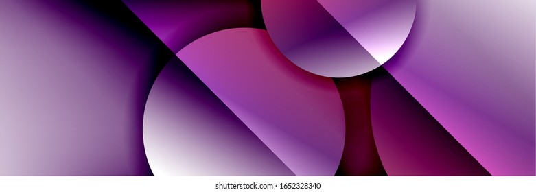 Dynamic trendy geometrical abstract background. Circles, round shapes 3d shadow effects and fluid gradients. Modern overlapping round forms. Vector Illustration For Wallpaper, Banner, Background, Card