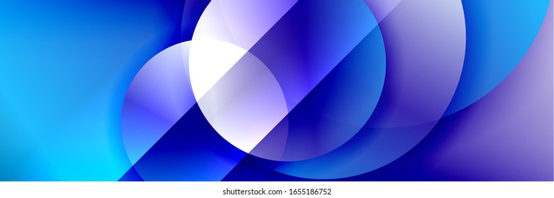 Dynamic trendy geometrical abstract background. Circles, round shapes 3d shadow effects and fluid gradients. Modern overlapping round forms. Vector Illustration For Wallpaper, Banner, Background, Card