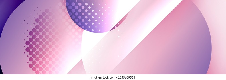Dynamic trendy geometrical abstract background. Circles, round shapes 3d shadow effects and fluid gradients. Modern overlapping round forms. Vector Illustration For Wallpaper, Banner, Background, Card