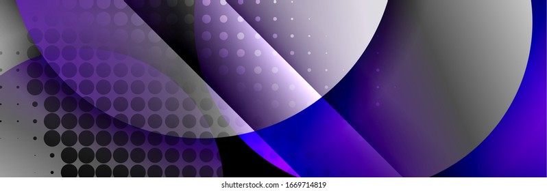 Dynamic trendy geometrical abstract background. Circles, round shapes 3d shadow effects and fluid gradients. Modern overlapping round forms. Vector Illustration For Wallpaper, Banner, Background, Card
