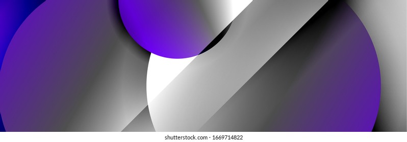 Dynamic trendy geometrical abstract background. Circles, round shapes 3d shadow effects and fluid gradients. Modern overlapping round forms. Vector Illustration For Wallpaper, Banner, Background, Card