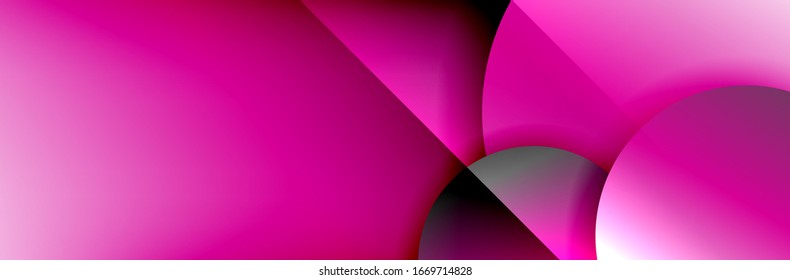 Dynamic trendy geometrical abstract background. Circles, round shapes 3d shadow effects and fluid gradients. Modern overlapping round forms. Vector Illustration For Wallpaper, Banner, Background, Card